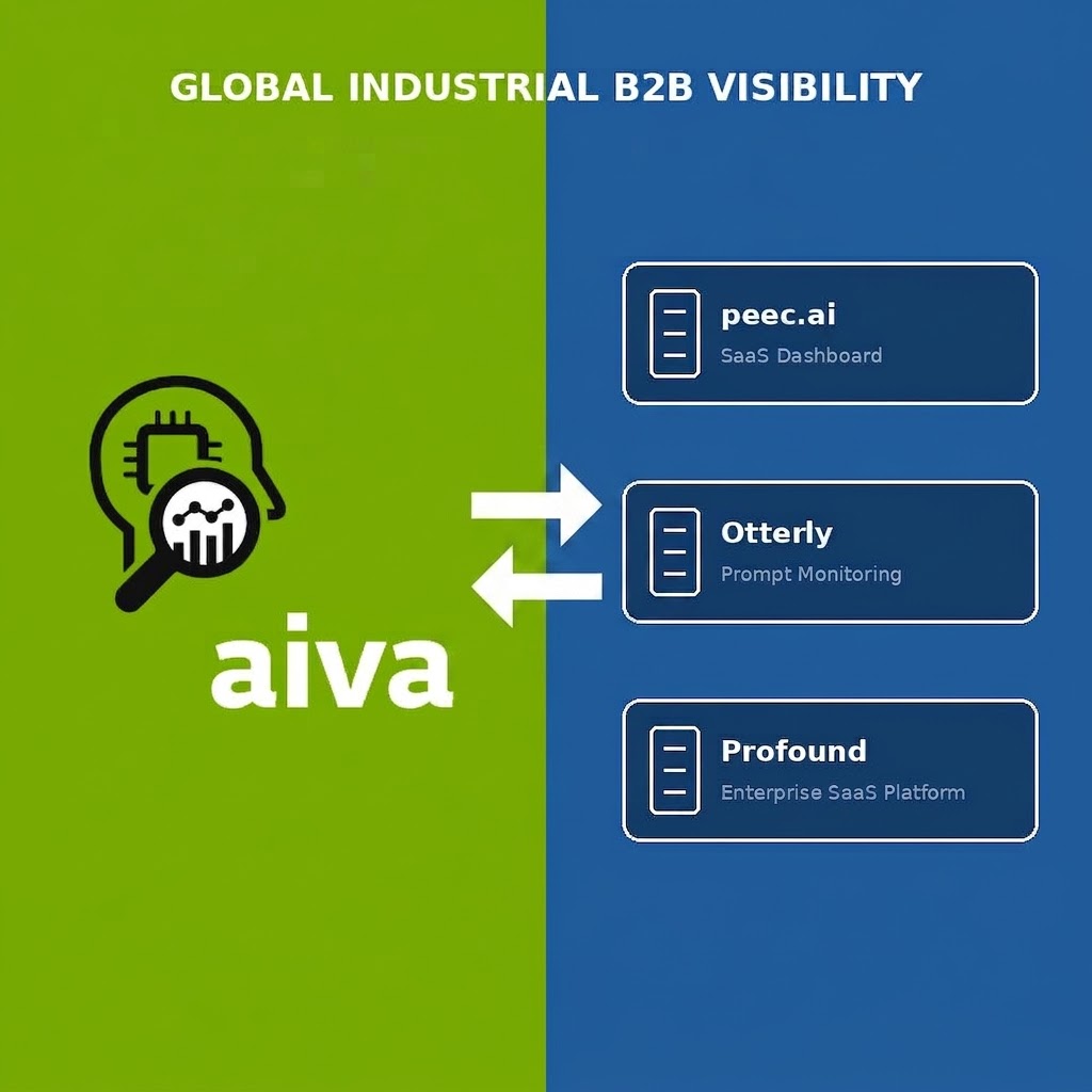 aiva im Vergleich zu peec.ai, Otterly und Profound - drei SaaS-Dashboards für KI-Sichtbarkeit im Vergleich zu einer beratungsgestützten Analyse für globale Industrie-B2B-Unternehmen